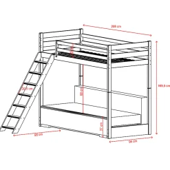 Petits-Meubles Lit mezzanine 90x200 sommier et canape inclus Orlane Blanc et gris* Lit Mezzanine