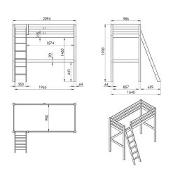 Lit Mezzanine 90x200 Sommier Inclus Vipack Pino - Blanc><noscript><img data-lazyloaded=