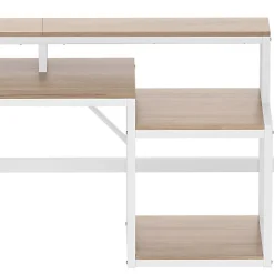 Lit mezzanine 90x200cm - escalier de sécurité - rambarde - LED - bureau - port USB - blanc (matelas non inclus)><noscript><img width=
