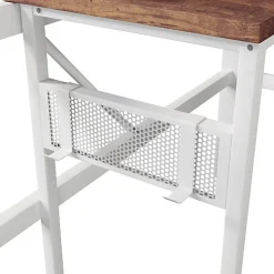 Lit mezzanine 140x200cm - structure en fer - bureau intégré - LED - USB et prise - blanc (matelas non inclus)><noscript><img width=