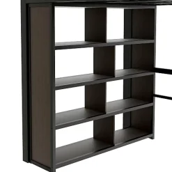 ModernLuxe Lit mezzanine 140x200cm - structure en fer - bureau - rangements - LED - escalier - noir (matelas non inclus)* Lit Mezzanine