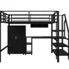 Lit Mezzanine 140X200Cm Armoire Bureau Noir>Blackcolors New