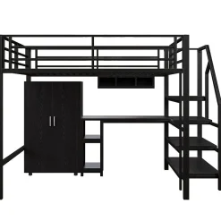 Lit Mezzanine 140X200Cm Armoire Bureau Noir>Blackcolors New