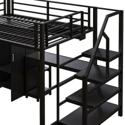 Lit Mezzanine 140X200Cm Armoire Bureau Noir>Blackcolors New