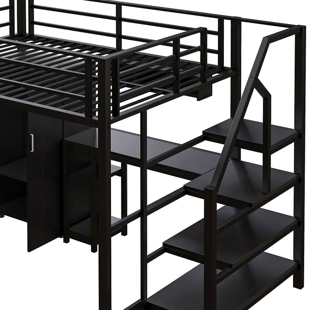 Lit Mezzanine 140X200Cm Armoire Bureau Noir>Blackcolors New
