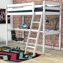 Lit Mezzanine 90x190cm blanc ASPI avec bureau incl. Sommier et échelle>Bb Loisir Hot