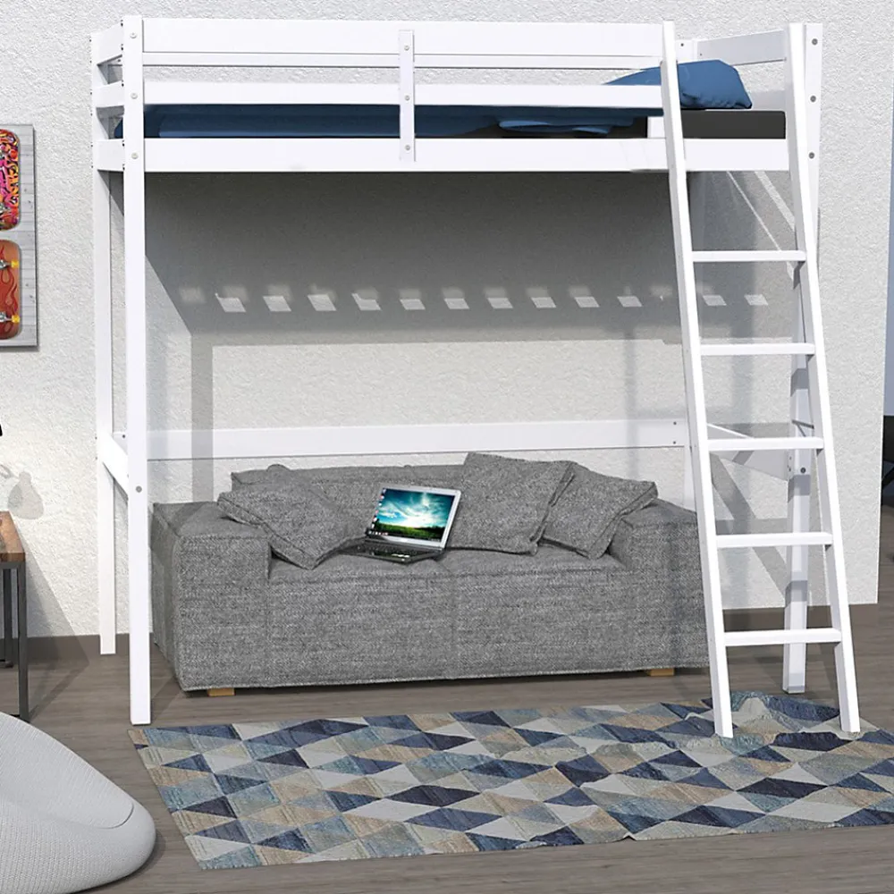 Lit Mezzanine 90x190cm blanc SALA avec incl. Sommier et échelle>Bb Loisir Best