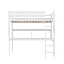Lit Mezzanine 90x190cm blanc SALA avec Bureau et étagères incl. Sommier et échelle>Bb Loisir Best