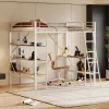 Lit mezzanine 90x200cm, cadre en métal, lit surélevé avec échelle, bureau et 3 grandes étagères pour enfants, adolescents, blanc>ProximaX Online