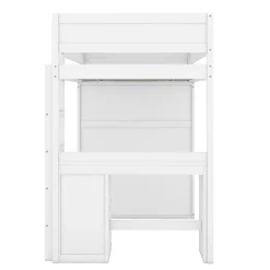 ProximaX Lit mezzanine 90x200cm, lit enfant polyvalent, équipé d'armoire, bureau et tiroirs, échelle, sommier à lattes, pin, blanc*Enfant Lit Enfant