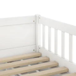 Lit Mi-Haut 90x200cm, 4 Tiroirs, Échelle, Pin, Sans Matelas, Style Minimaliste, Blanc><noscript><img width=
