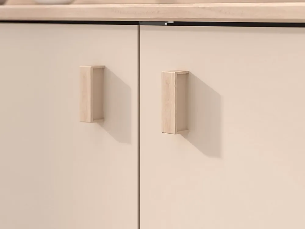 Vente-unique Lit mi-hauteur 90 x 190/200 cm avec rangements - Beige et naturel + Sommier - LUNOBI* Lit Avec Rangement