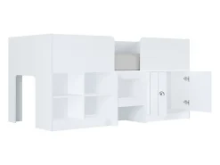Vente-unique Lit mi-hauteur 90 x 190 cm avec rangements - Coloris : Blanc - BOUTANIO* Lit Avec Rangement