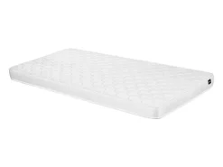 Vente-unique Lit mi-hauteur 90 x 190 cm avec rangement - Pin et MDF - Coloris : Naturel et blanc + Matelas - LANIORI* Lit Avec Rangement