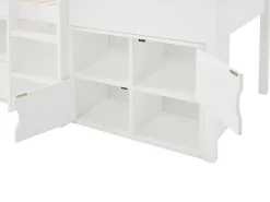 Vente-unique Lit mi-hauteur cabane 90 x 190 cm - Pin et MDF - Blanc - VALESKIA*Enfant Lit Enfant