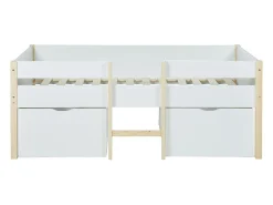 Lit mi-hauteur SISSY - 2 tiroirs - 90 x 190 cm - Blanc et chêne><noscript><img width=