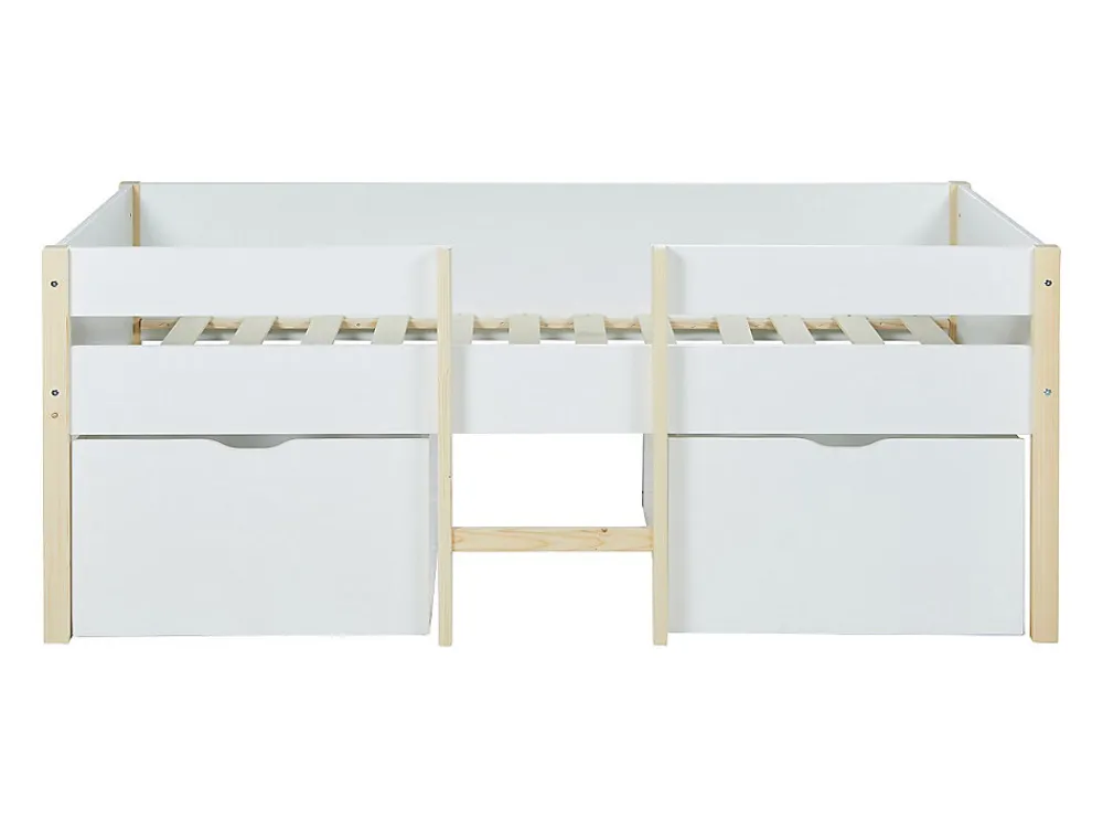 Lit mi-hauteur SISSY - 2 tiroirs - 90 x 190 cm - Blanc et chêne>Vente-unique Online