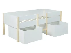 Lit mi-hauteur SISSY - 2 tiroirs - 90 x 190 cm - Blanc et chêne><noscript><img width=