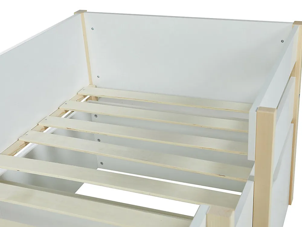 Lit mi-hauteur SISSY - 2 tiroirs - 90 x 190 cm - Blanc et chêne>Vente-unique Online