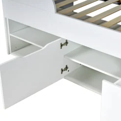 Weber Industries Lit mi-hauteur 90x190 cm ELIO avec sommier et rangements / Blanc*Enfant Lit Enfant