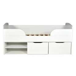 Weber Industries Lit mi-hauteur 90x190 cm ELIO avec sommier et rangements / Blanc*Enfant Lit Enfant