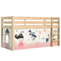 Lit Mi-Hauteur 90x200 sommier inclus housse Fairy Vipack Pino Bois><noscript><img width=
