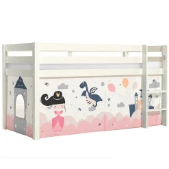 Petits-Meubles Lit Mi-Hauteur 90x200 sommier inclus housse Fairy Vipack Pino Blanc*Enfant Lit Enfant