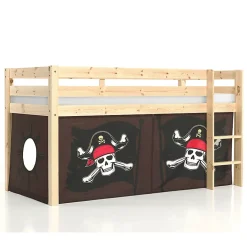 Petits-Meubles Lit Mi-Hauteur 90x200 sommier inclus housse Pirate Vipack Pino Bois*Enfant Lit Enfant