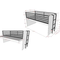 Petits-Meubles Lit mi-hauteur 90x200 sommier inclus Vipack Sam Blanc*Enfant Lit Enfant