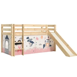 Lit Mi-Hauteur 90x200 Toboggan sommier inclus housse Fairy Vipack Pino Bois><noscript><img width=
