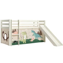Lit Mi-Hauteur 90x200 Toboggan sommier inclus housse Dino Vipack Pino Blanc><noscript><img width=