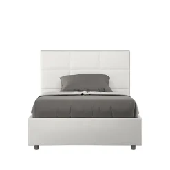 Lit Mika en simili cuir blanc avec sommier capitonné 120x210>Ityhome Clearance
