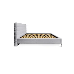Lit MILLIO Blanc 160x200 cm Tissu chenille bouclé Sommier inclus Confort hôtel 5 étoiles><noscript><img width=