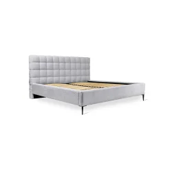Lit MILLIO Blanc 140x200 cm Tissu chenille bouclé Sommier inclus Confort hôtel 5 étoiles>Meublorama Best