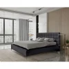 Lit MILLIO Noir 180x200 cm Tissu chenille bouclé Sommier inclus Confort hôtel 5 étoiles>Meublorama Clearance