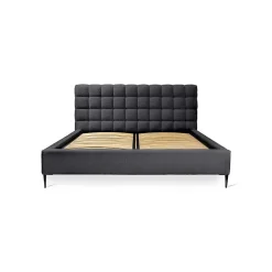 Lit MILLIO Noir 180x200 cm Tissu chenille bouclé Sommier inclus Confort hôtel 5 étoiles><noscript><img width=