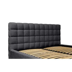 Lit MILLIO Noir 180x200 cm Tissu chenille bouclé Sommier inclus Confort hôtel 5 étoiles><noscript><img width=