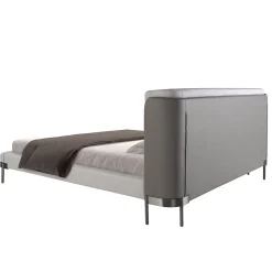 Angel Cerda Lit moderne en tissu gris clair et similicuir noir pour chambre élégante* Lit Simple