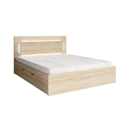 Meublorama Lit NOFI 180 x 200 cm avec sommier et 2 tiroirs de rangement - coloris chene sonoma* Lit Avec Rangement