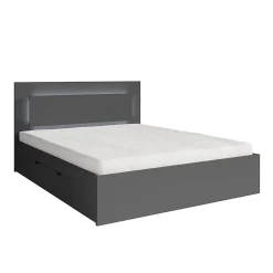 Meublorama Lit NOFI avec sommier 180 x 200 cm avec 2 tiroirs de rangement - gris graphite* Lit Avec Rangement