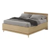 Meublorama Lit NOKI 180x200 cm chene clair et moka Style scandinave sans sommier* Lit Double