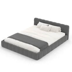 Concept Usine Lit nuage 160x200cm en velours gris - KANSAS* Lit Double