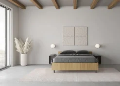 Ityhome Lit Nuamo en chêne avec sommier 140x190* Lit Coffre