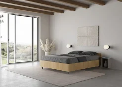 Ityhome Lit Nuamo en chêne avec sommier 140x190* Lit Coffre