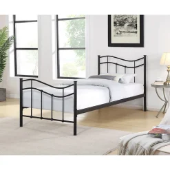Lit ODETTE 90x190 cm Structure en métal Sommier inclus Style authentique><noscript><img width=