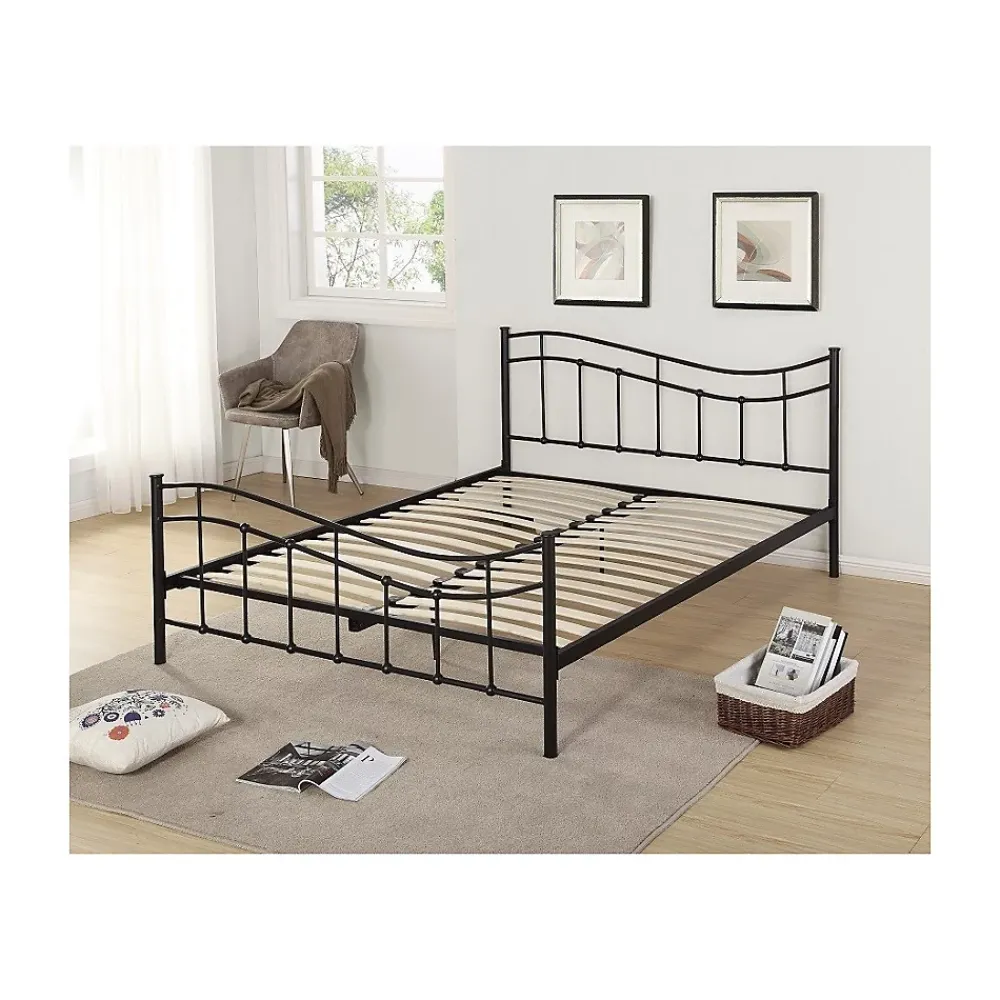 Meublorama Lit ODETTE 160x200 cm Métal noir Sommier inclus Elégance et robustesse* Lit Double