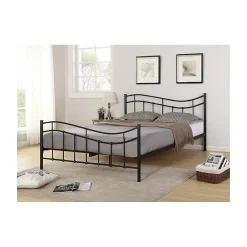 Meublorama Lit ODETTE 160x200 cm Métal noir Sommier inclus Elégance et robustesse* Lit Double