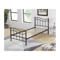 Meublorama Lit ODETTE 90x200 cm en métal coloris noir avec sommier.* Lit Simple