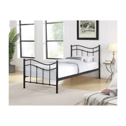 Meublorama Lit ODETTE 90x200 cm en métal coloris noir avec sommier.* Lit Simple