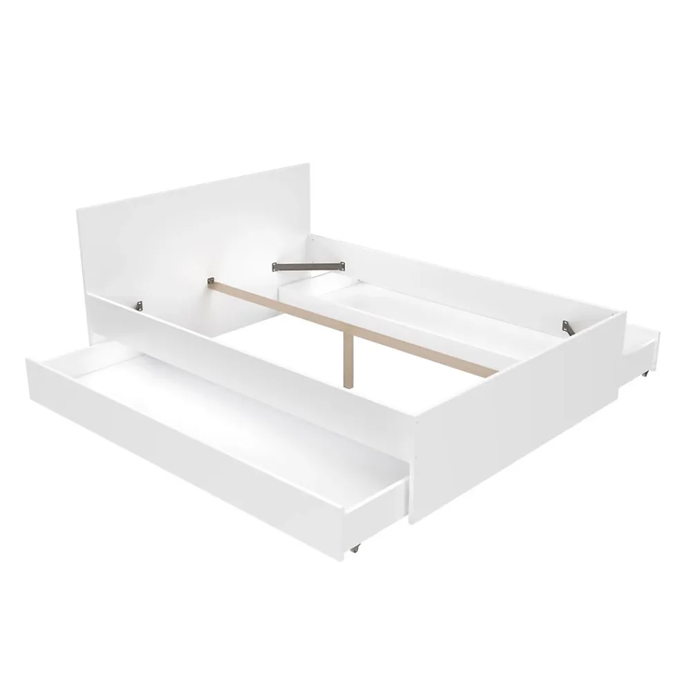 Weber Industries Lit OSLO 160x200 + 2 tiroirs / Blanc* Lit Avec Rangement